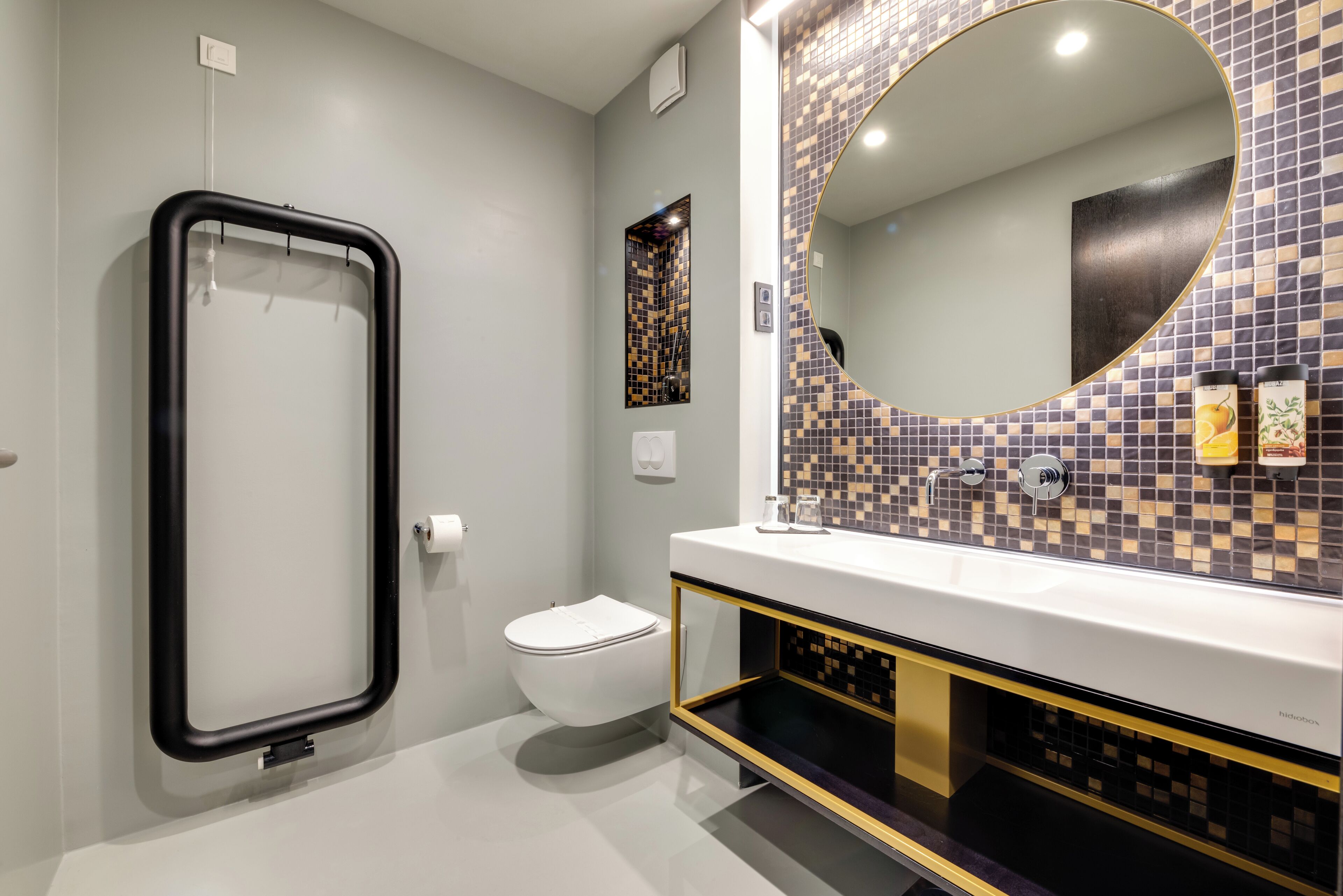 free toiletries, hair dryer, slippers, towels