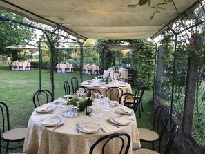 Outdoor banquet area