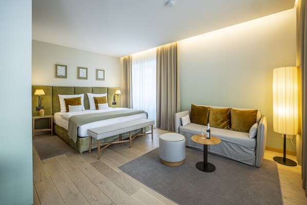 Deluxe-studio (Apartment Theresa) | Ylelliset vuodevaatteet, memory foam -patjalliset sängyt