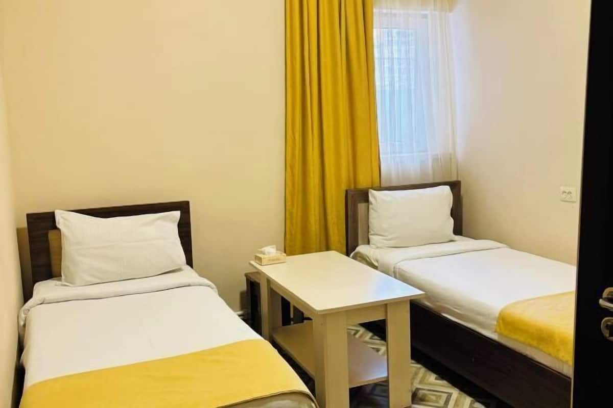 1 bedroom, premium bedding, blackout curtains, soundproofing