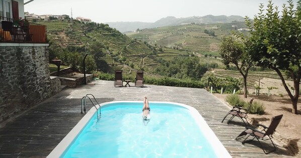 A swimming pool with a view of terraced vineyards. - Quinta da Pousada (Santa Marta de Penaguião)