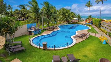 Outdoor pool, sun loungers