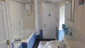 Bathtub, hair dryer