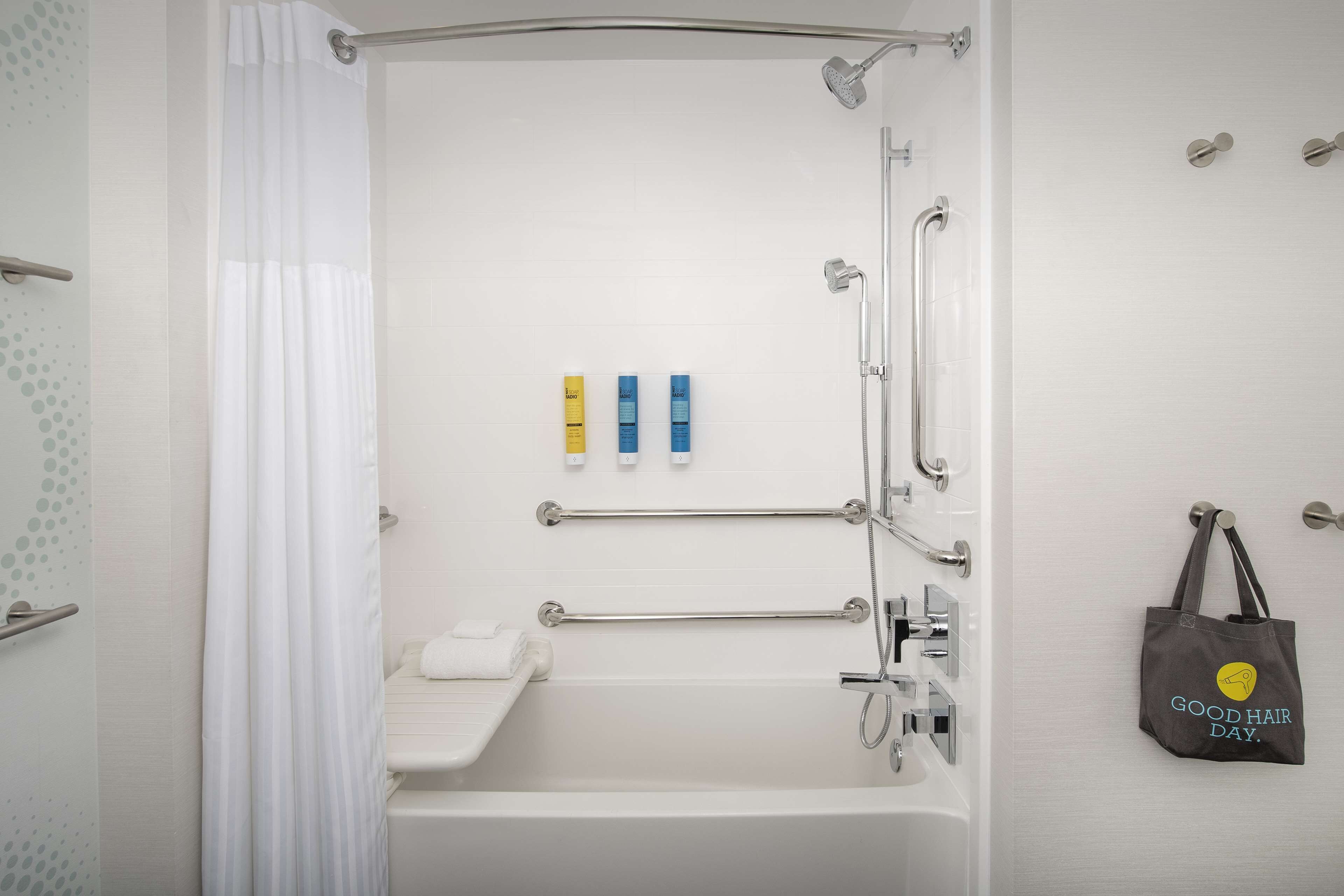 free toiletries, hair dryer, towels