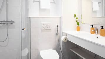 Shower, rainfall showerhead, hair dryer, bidet