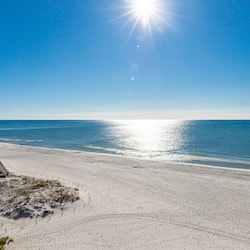 On the beach, white sand