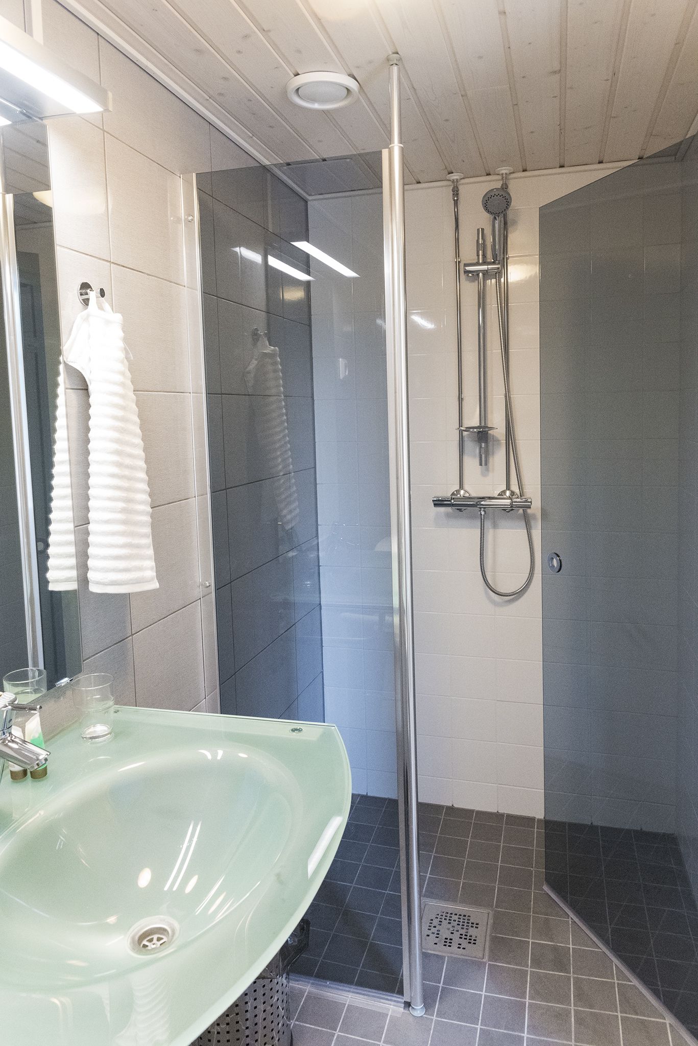 standard single room | bathroom | shower, free toiletries, hair dryer, towels