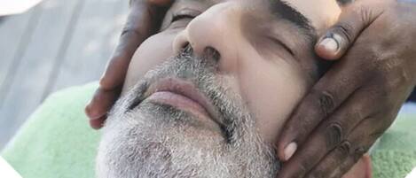 A person receiving a facial treatment.