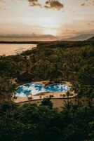 Outdoor pool, pool loungers