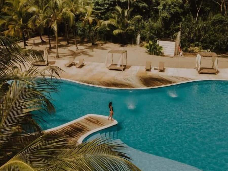 Outdoor pool, sun loungers