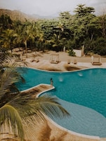 Outdoor pool, sun loungers