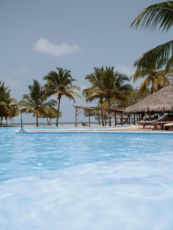 Outdoor pool, pool loungers