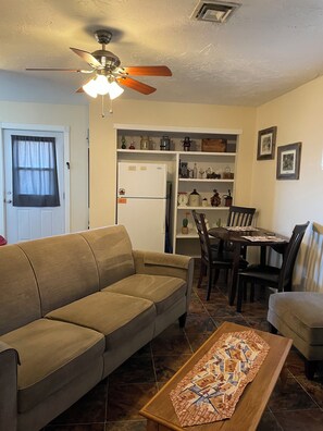 Smart TV, DVD player, books, video library