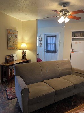 Smart TV, DVD player, books, video library