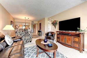 Flat-screen TV, books