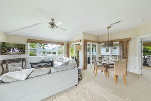 Smart TV, DVD player, books, video library