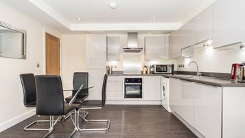 Fridge, microwave, dishwasher, high chair