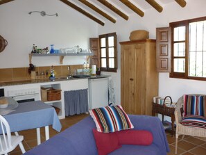 Een televisie en een open haard