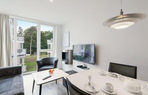 Televisión y chimenea 