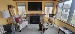Smart TV, fireplace, video library, stereo