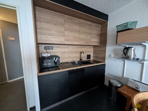 Fridge, microwave, oven, high chair