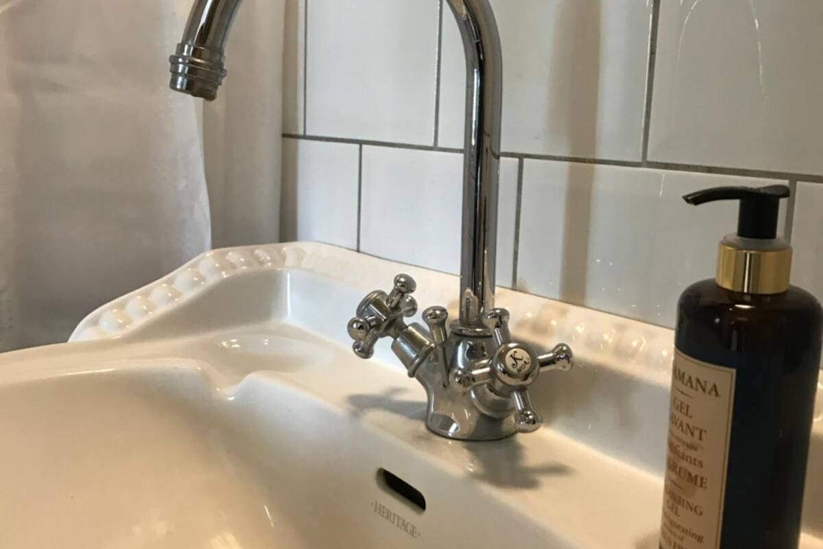 free toiletries, hair dryer, heated floors, towels