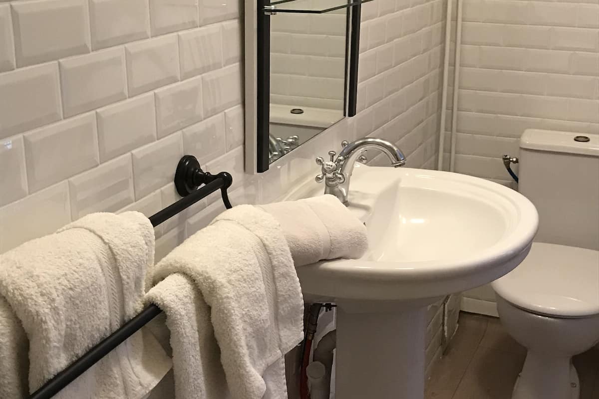 elegance double room | bathroom | shower, rainfall showerhead, free toiletries, hair dryer