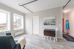 Apartment, 2 Bedrooms, Kitchen, Ocean View | Living area - Gammelskola Apartments (Vagan)