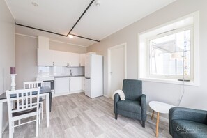 Apartment, 2 Bedrooms, Kitchen, Ocean View | Private kitchen - Gammelskola Apartments (Vagan)