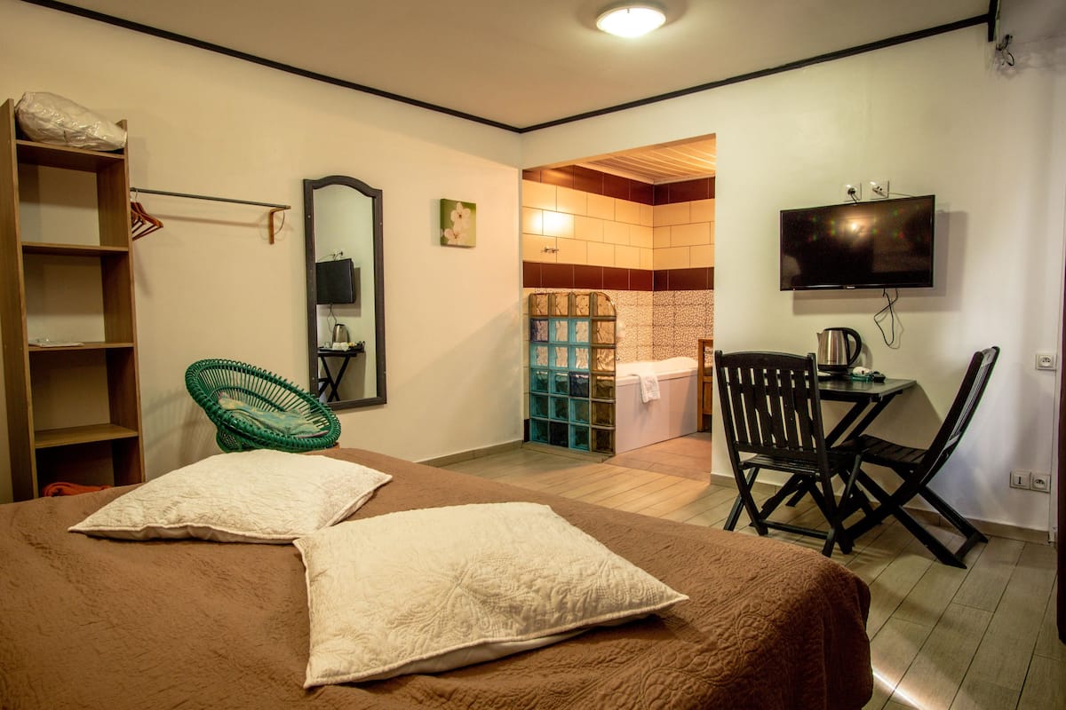 desk, blackout curtains, iron/ironing board, free wifi