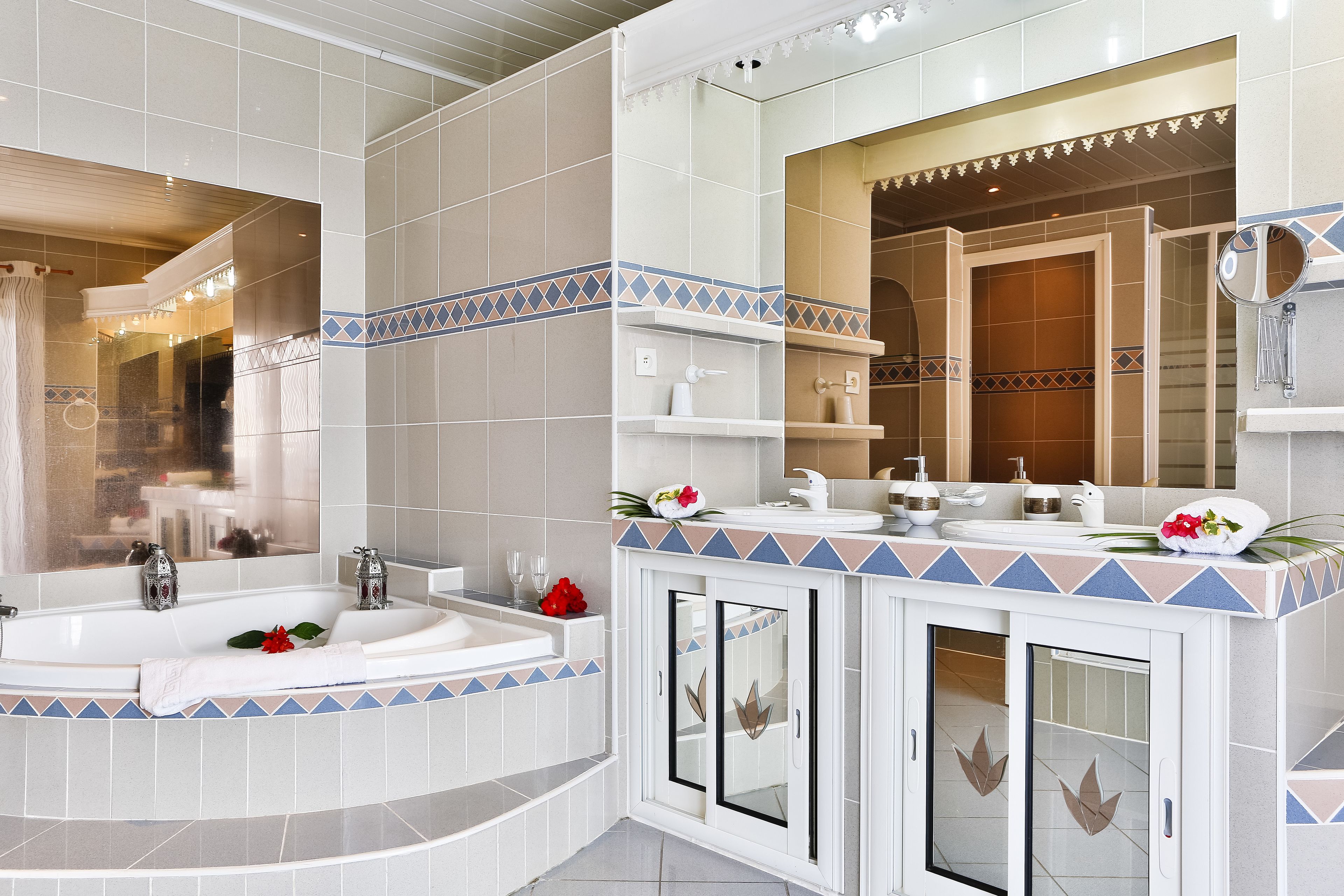 free toiletries, hair dryer, towels