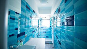 Shower, free toiletries, hair dryer, bidet