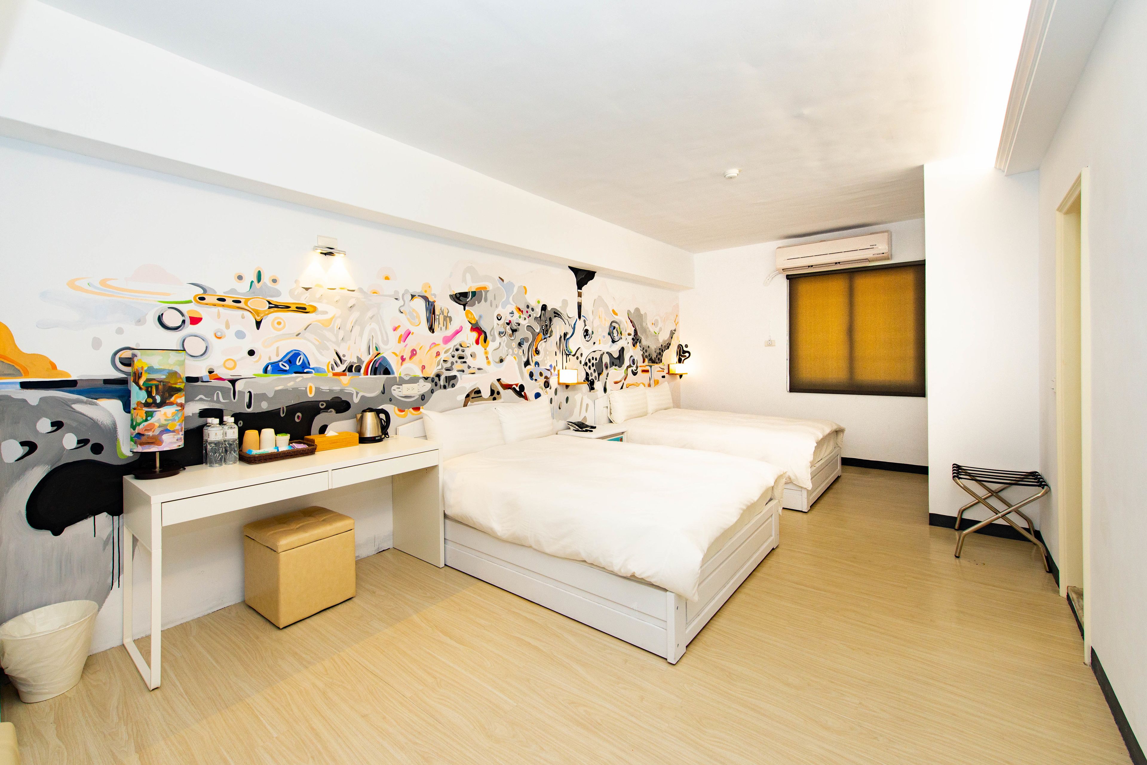 family quadruple room, 2 double beds | desk, blackout curtains, soundproofing, free wifi