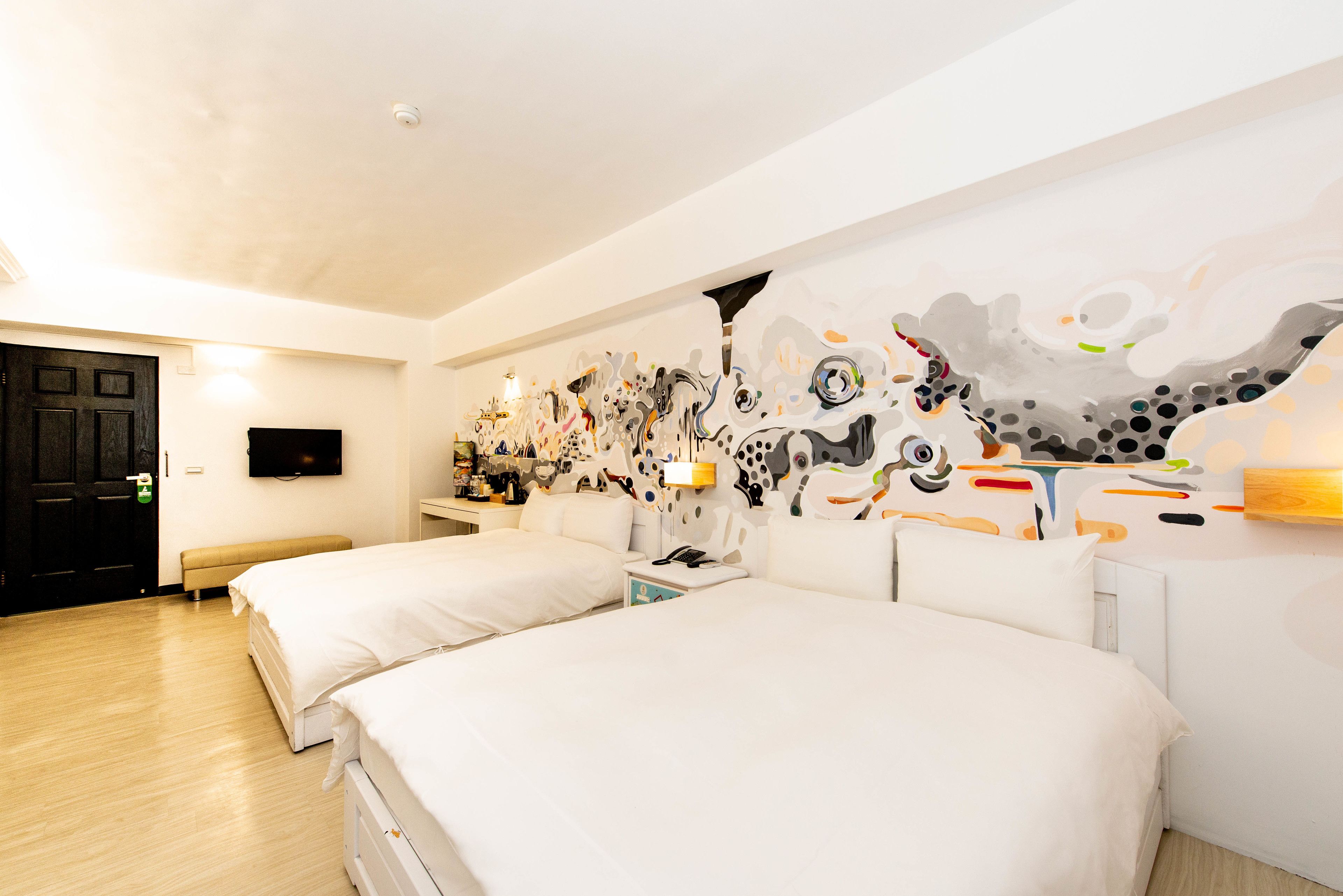 family quadruple room, 2 double beds | desk, blackout curtains, soundproofing, free wifi