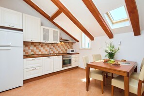 Fridge, microwave, oven, dishwasher