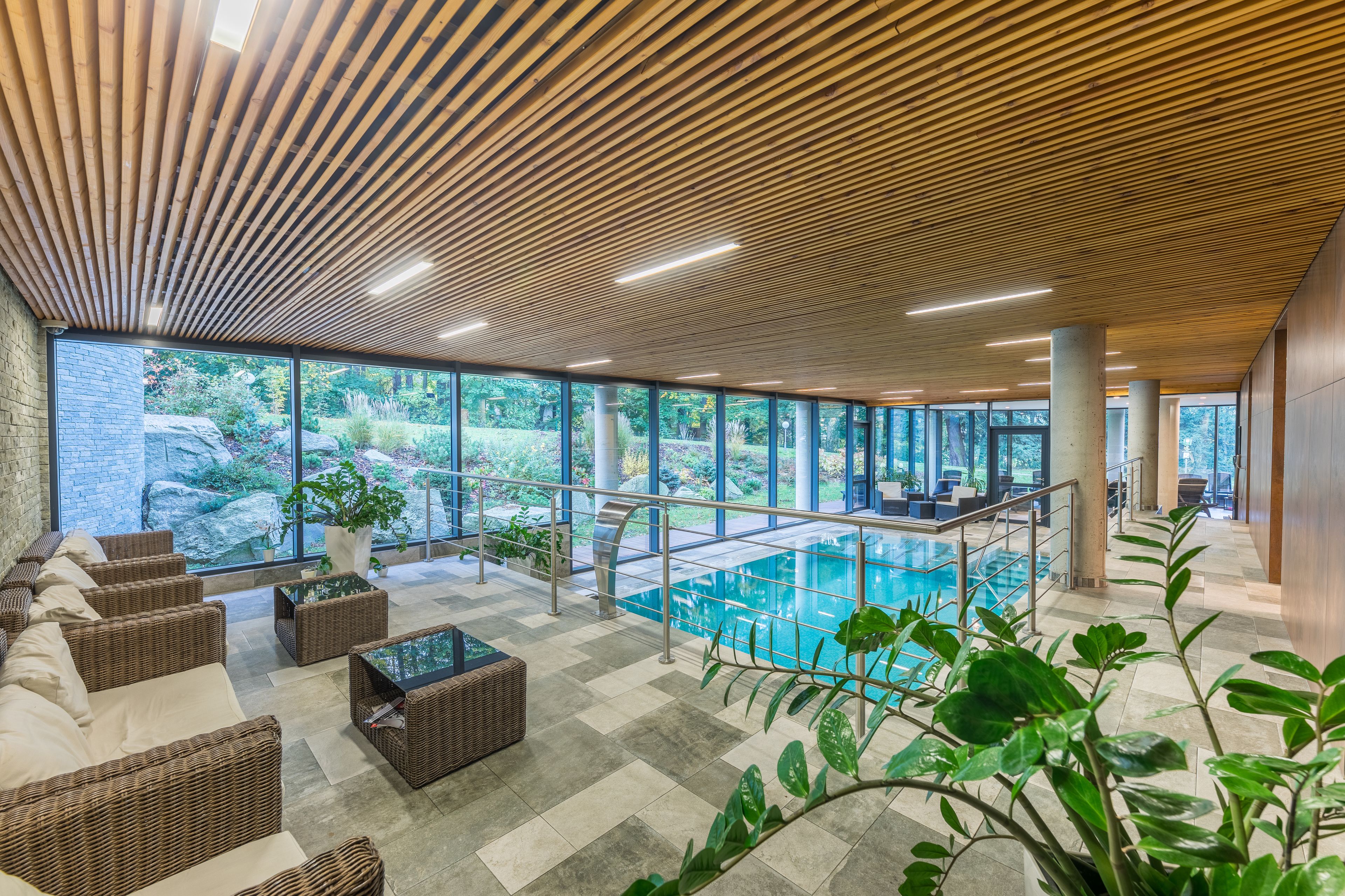 indoor pool, open 10 am to 9:30 pm, pool loungers