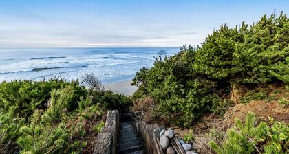 Oceanfront home with hot tub, private beach access & ocean views - dog-friendly