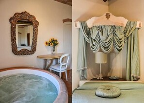 Baignoire profonde, articles de toilette (gratuits), séchoir à cheveux