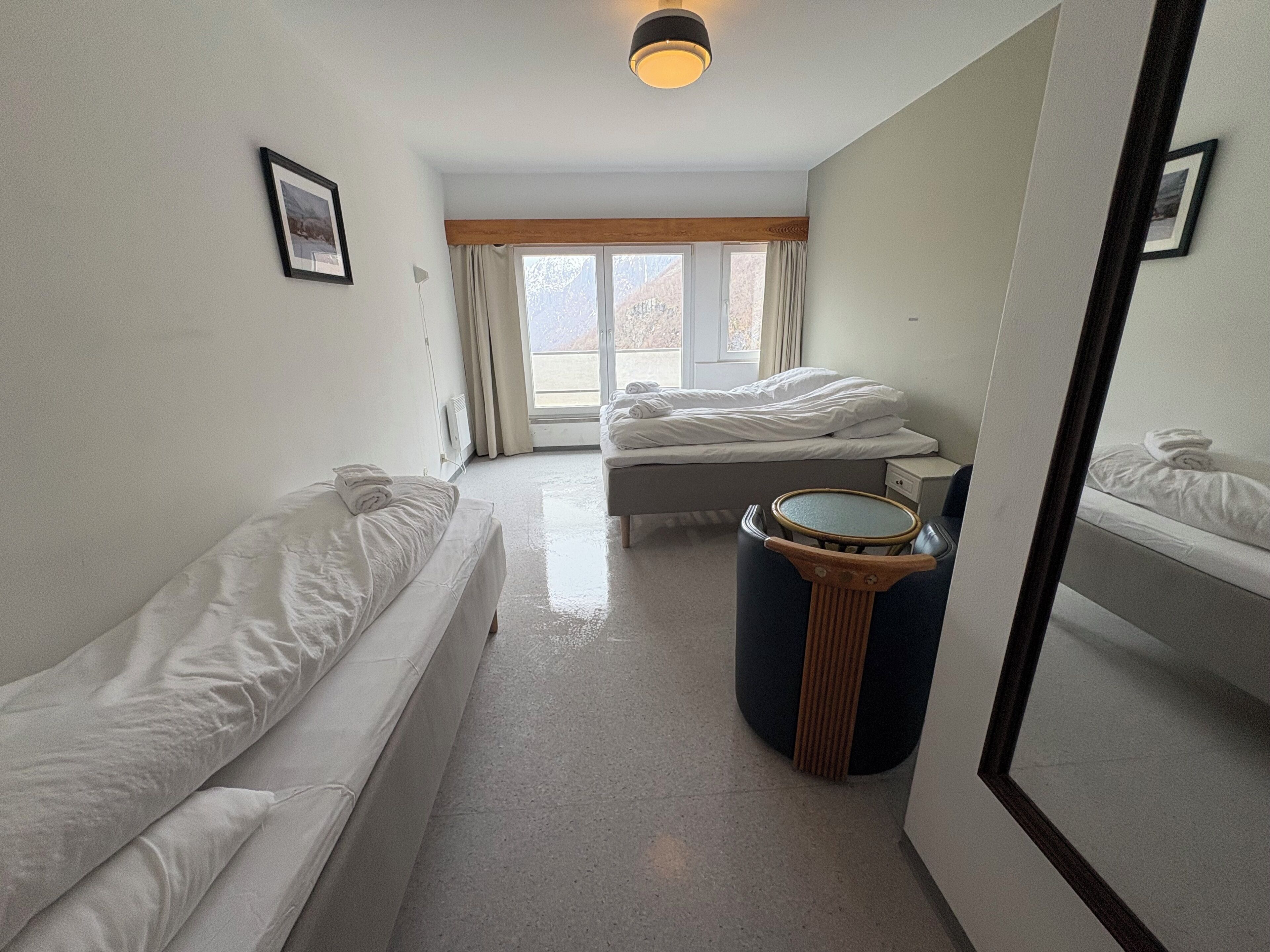 Blackout curtains, free WiFi, bed sheets