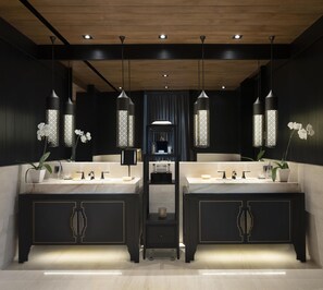 Presidential Villa, Ocean View (Nusantara) | Bathroom | Separate tub and shower, rainfall showerhead, eco-friendly toiletries