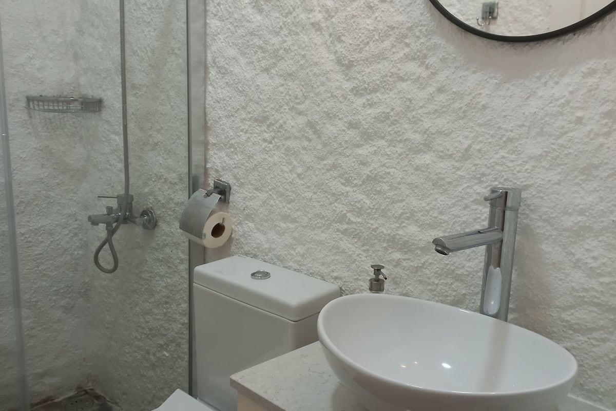 basic room | bathroom | shower, rainfall showerhead, free toiletries, hair dryer