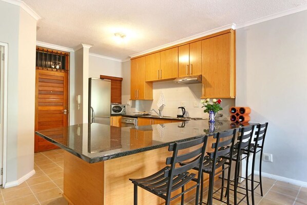 Fridge, microwave, oven, dishwasher