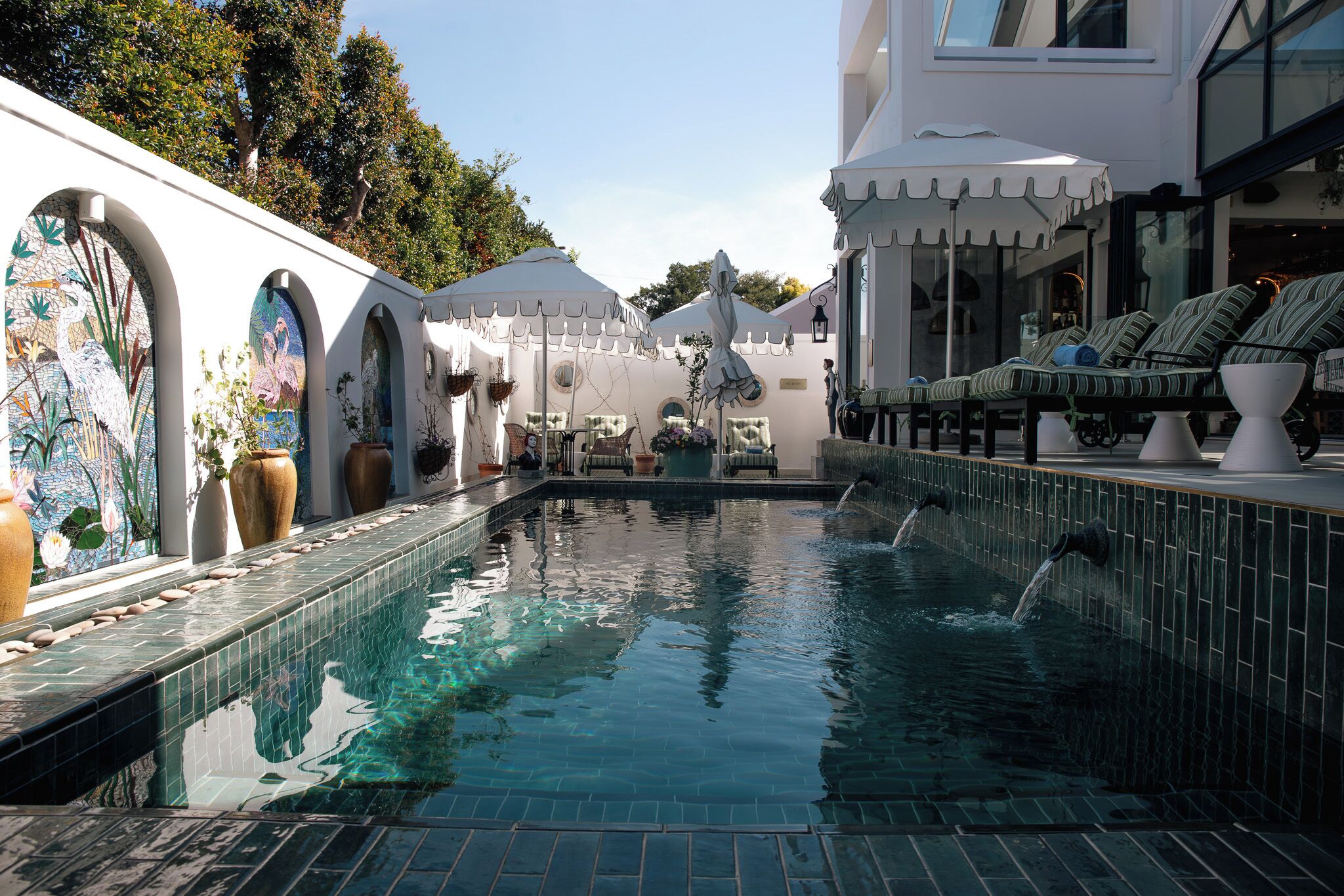 Outdoor pool, open 7:00 AM to 7:00 PM, sun loungers