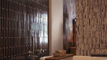 Luxury Room, 1 King Bed | Bathroom | Separate tub and shower, deep soaking tub, rainfall showerhead