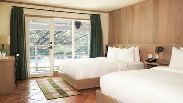 Poolside Queen | 1 bedroom, in-room safe, blackout drapes, iron/ironing board
