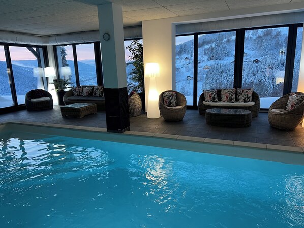 Indoor pool, a heated pool - Beautiful location with indoor swimming pool, wellness area & breathtaking view (Ventron)