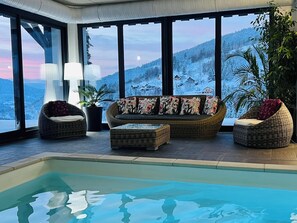Indoor pool, a heated pool - Beautiful location with indoor swimming pool, wellness area & breathtaking view (Ventron)