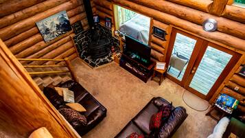 Smart TV, DVD player, foosball, books