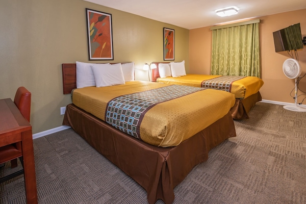 Economy Double Room, 2 Queen Beds | Desk, soundproofing, WiFi (free), bed sheets