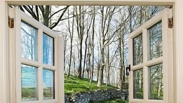 An open window with a view of a stone wall and a grassy hill. - Luxurious Converted Bothy/Barn In an Idyllic Setting (West Burton)